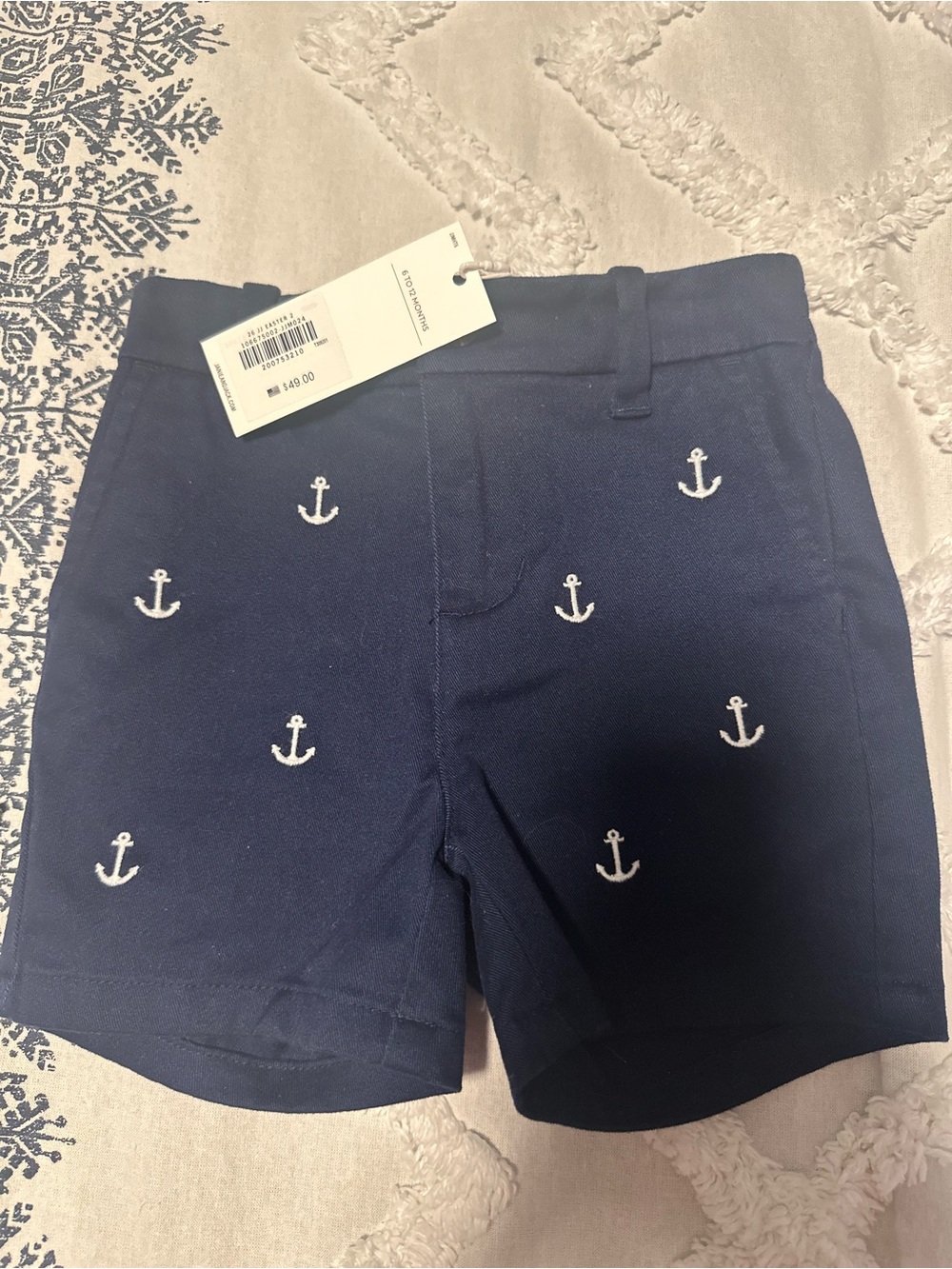 Janie and Jack Navy Shorts with White Anchor Embroidery